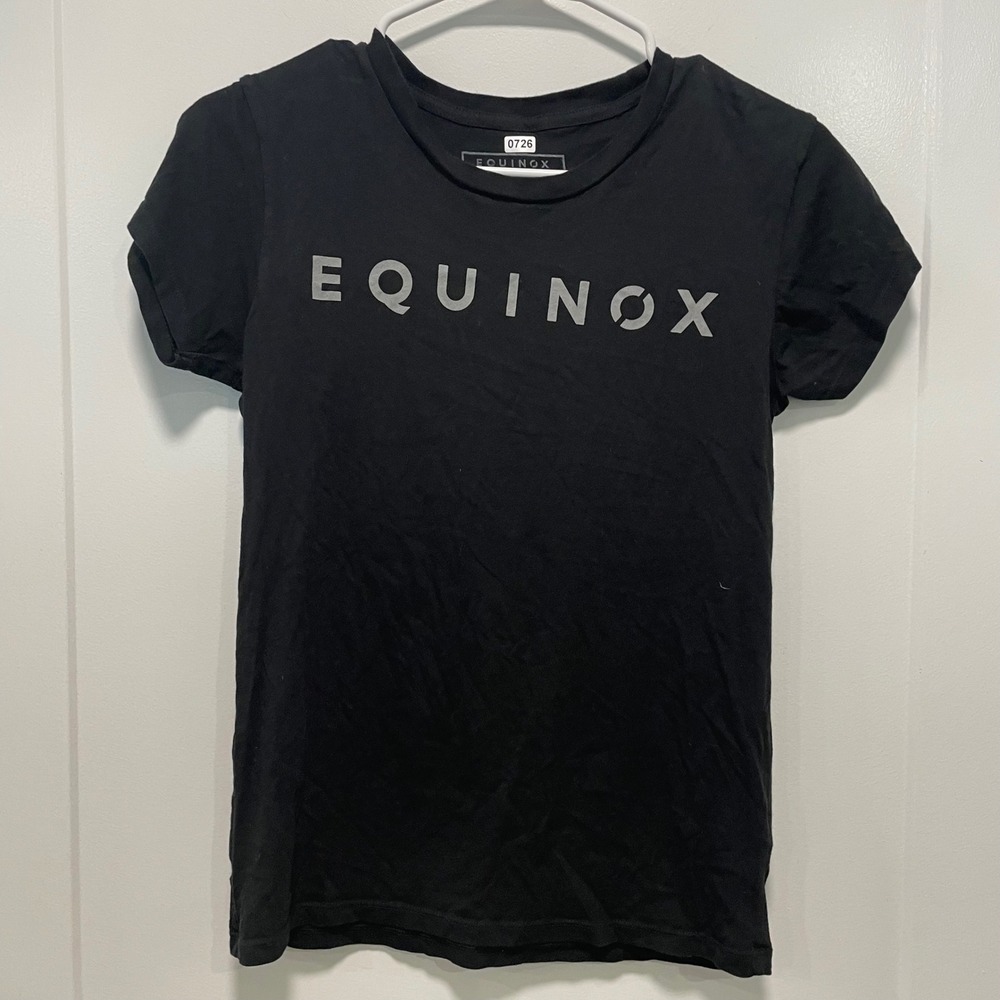 Equinox Womens Graphic T-Shirt Black Short Sleeve Cotton Logo Tee Small 0726